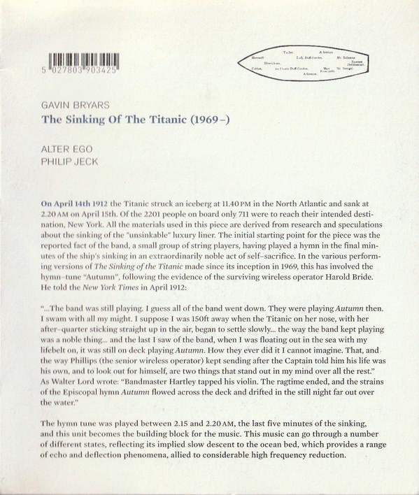 Gavin Bryars, Alter Ego (9), Philip Jeck - The Sinking Of The Titanic